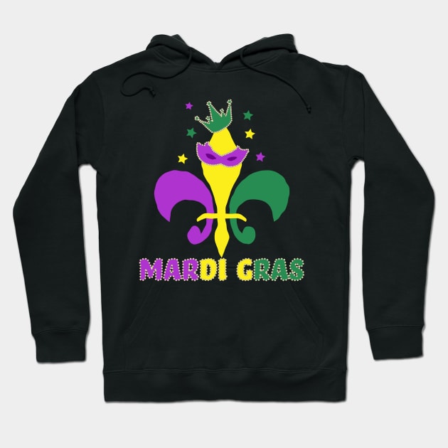 Mardi Gras Fleur De Lis Mask Hoodie by JeZeDe